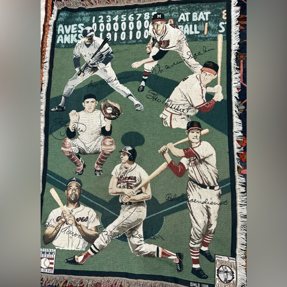 Baseball Players Hall of Fame Woven Throw Blanket - Green Goodwin Weavers 1996